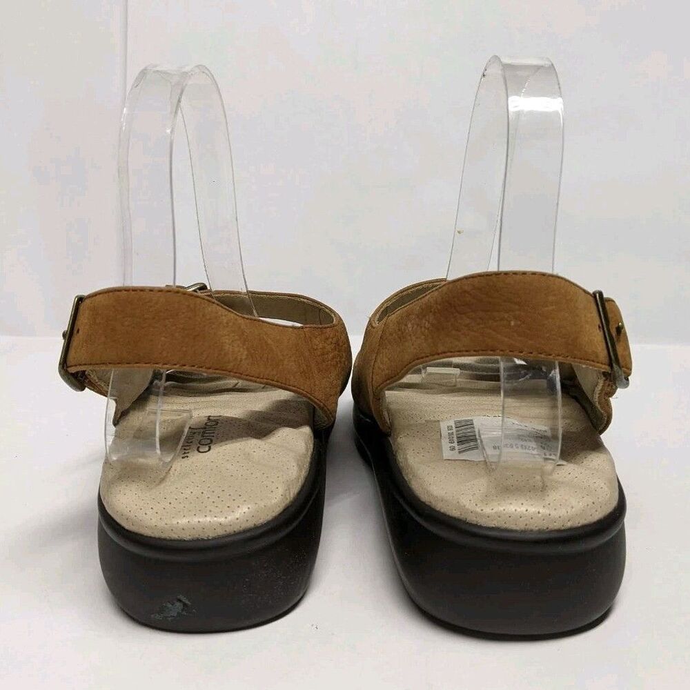 Strictly Comfort Sandals Women 8.5M Slingback Relax Tan Leather Buckles 8.5 M - Picture 7 of 15